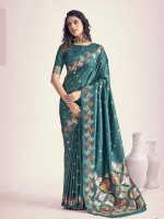Teal Green Soft Banarasi Silk Saree
